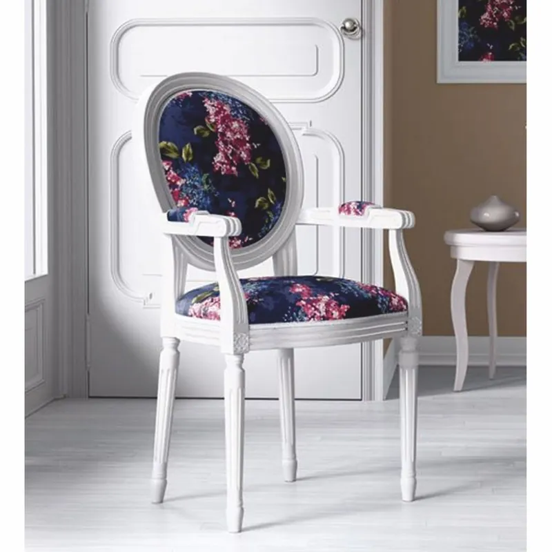 Garantierte Lieferung Casa Padrino luxury baroque dining room chair with armrests purple / white - Baroque furniture