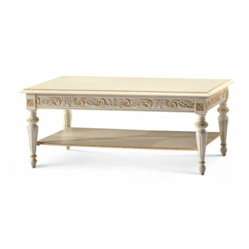 Casa Padrino luxury baroque coffee table white / gold 120 cm - Made in Italy Markenware
