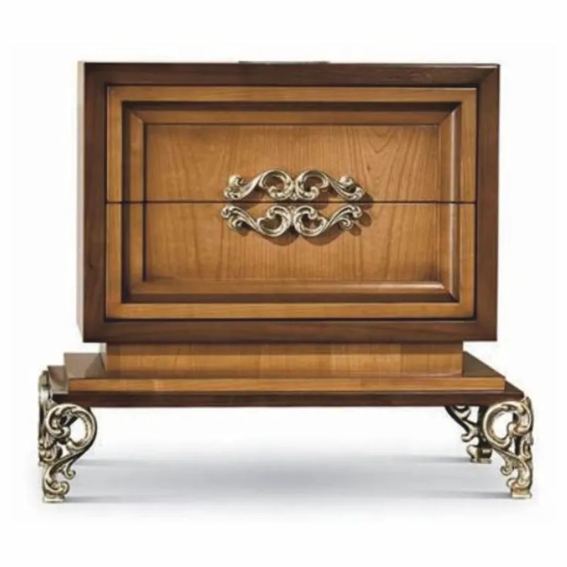 Casa Padrino luxury baroque bedside table dark brown / brown / silver 70 cm - Made in Italy Sale
