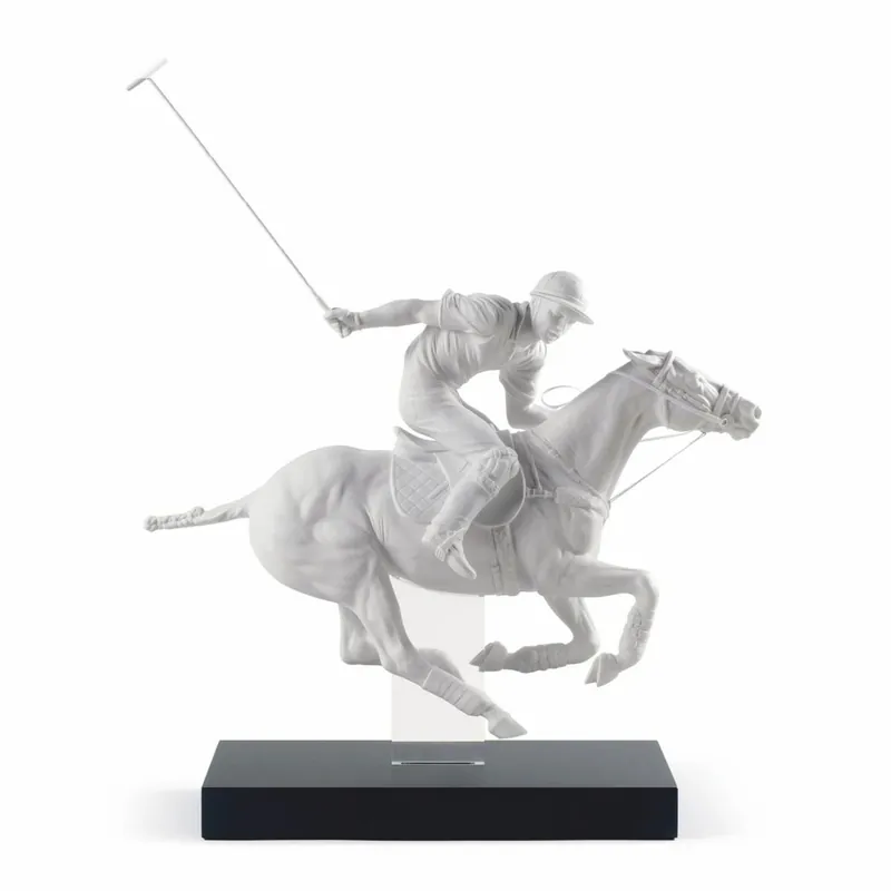 Casa Padrino luxury porcelain decorative figure polo player matt white / black 50 x 20 x H. 61 cm Bestpreis