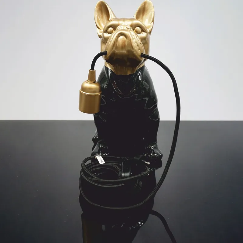 Casa Padrino luxury table lamp bulldog black / gold H. 30 cm - Decorative lights Sichere Zahlung