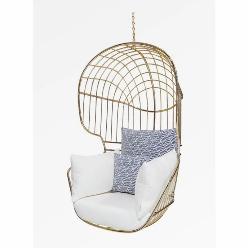 Neue Kollektion Casa Padrino luxury hanging chair gold / white / blue H. 120 cm - Indoor & outdoor furniture