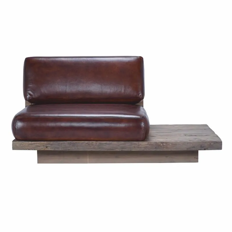 Finale Aktion Casa Padrino luxury genuine leather armchair left side dark brown / brown - Modular living room armchair