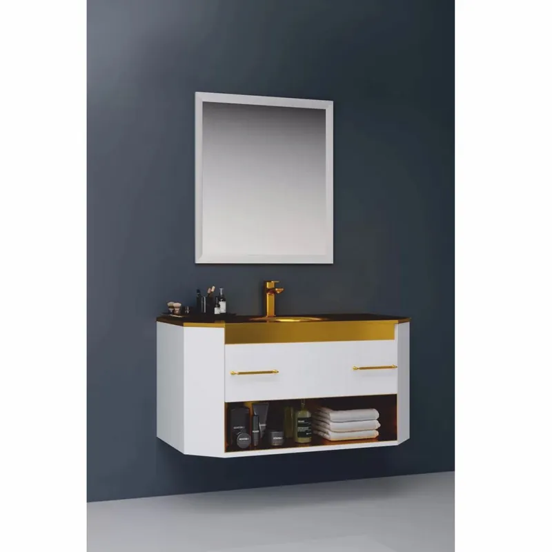 Casa Padrino luxury bathroom set high gloss white / gold 100 cm - Hotel & bathroom interior Markenprodukt