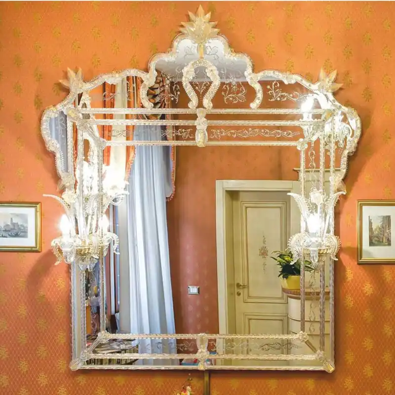 Casa Padrino luxury baroque mirror with 2 wall lights yellow 150 x H. 160 cm - Made in Italy Bestpreis