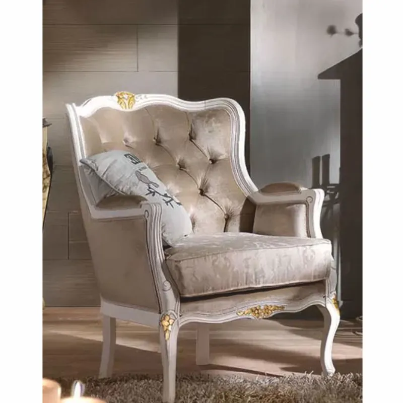 Nur Heute Casa Padrino Luxury Baroque Velvet Armchair Brown / White / Gold - Baroque Furniture - Made in Italy