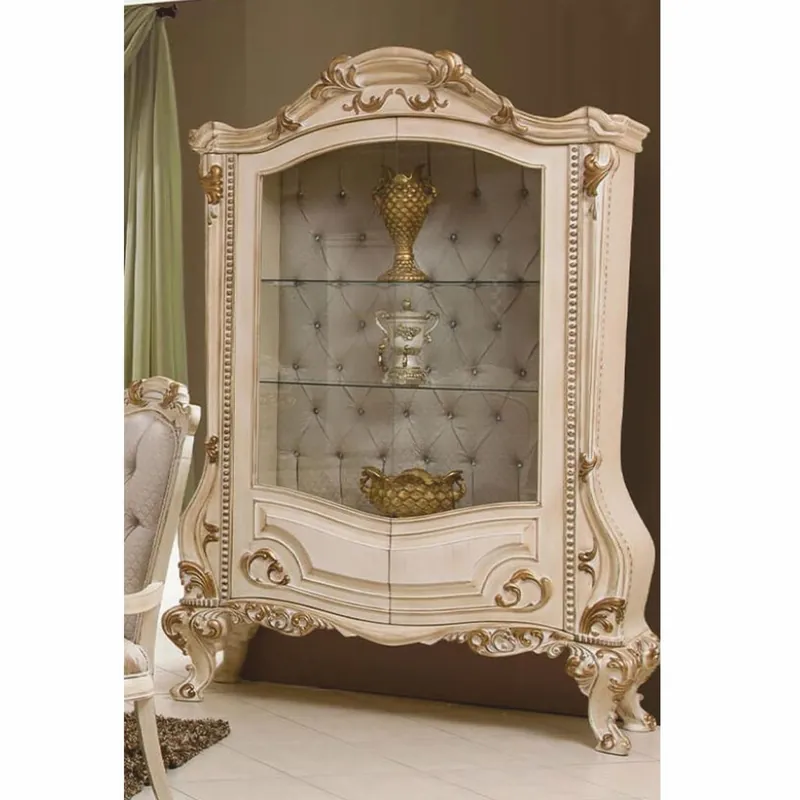 Casa Padrino luxury baroque display cabinet cream / gold / gray H. 220 cm - Baroque furniture Beliebt