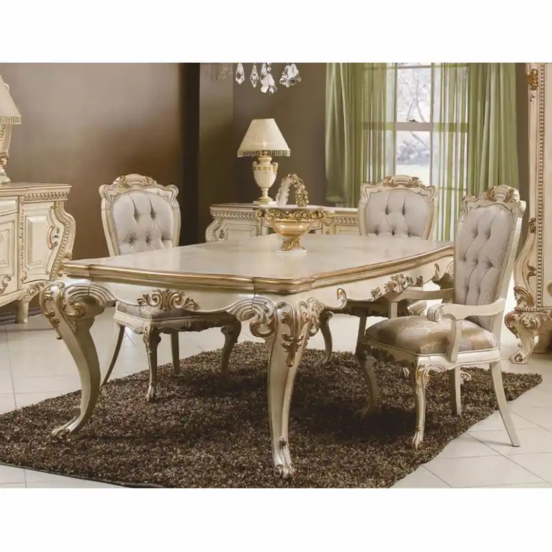 Casa Padrino luxury baroque dining room set gray / cream / gold - Baroque dining room furniture Abverkauf