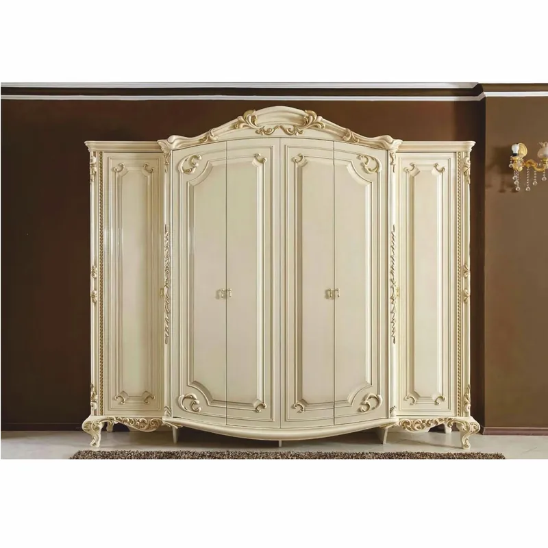 Casa Padrino luxury baroque bedroom cabinet cream / gold 290 cm - Baroque bedroom furniture Günstig