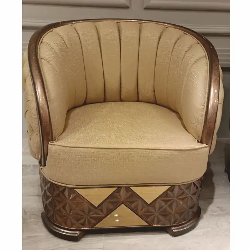Expressversand Casa Padrino Luxury Art Deco Armchair Gold / Copper / Gray - Living Room Furniture