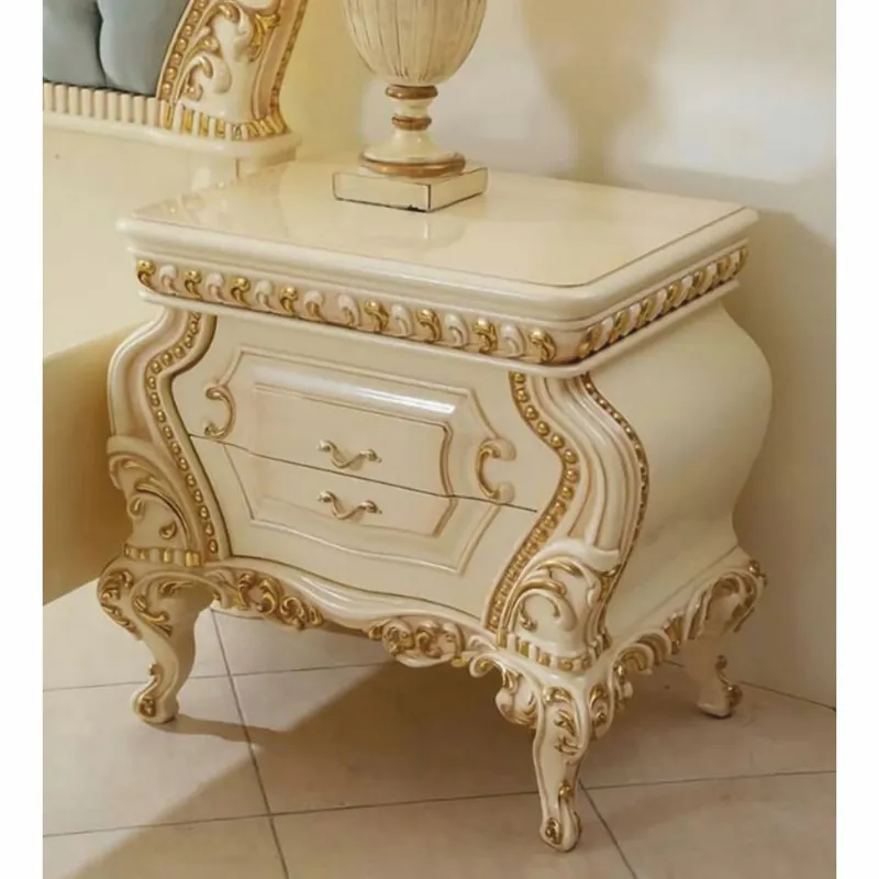 Casa Padrino luxury baroque bedside table with 2 drawers cream / gold - Bedroom furniture Schneller Versand