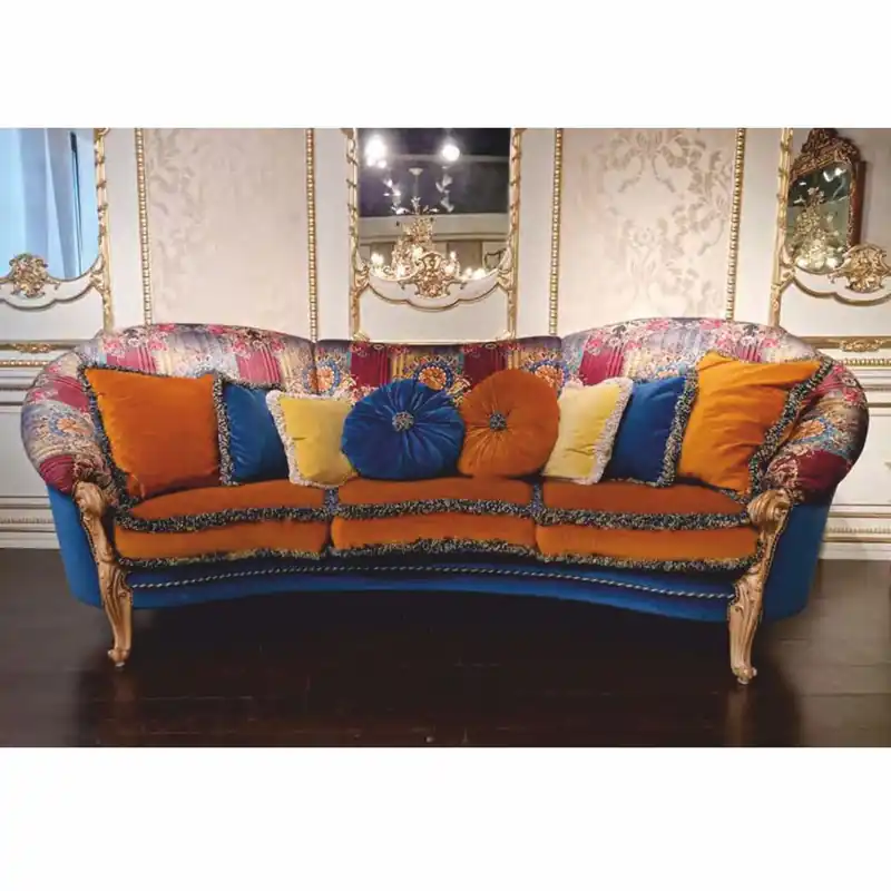 Ausverkauf Casa Padrino luxury baroque sofa colorful / natural 280 cm - Made in Italy