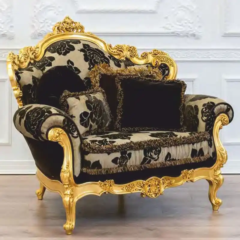 Casa Padrino luxury baroque living room armchair gray / black / gold 128 cm - Made in Italy Abverkauf