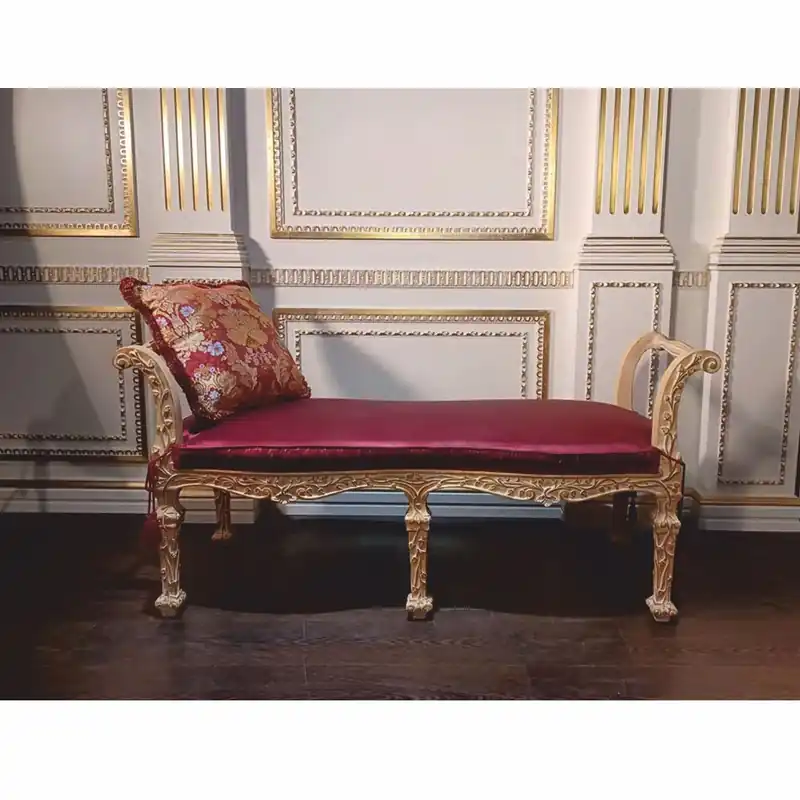 Casa Padrino luxury baroque bench bordeaux red / natural 145 cm - Baroque furniture - Made in Italy Sonderangebot
