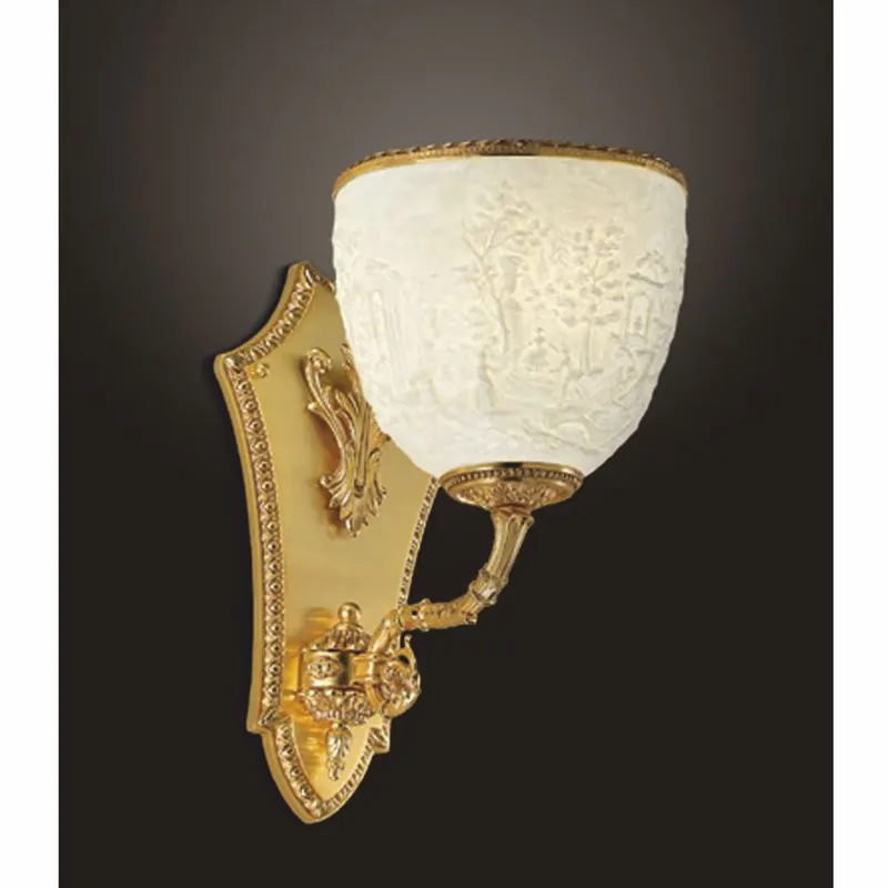 Casa Padrino Luxury Baroque Halogen Wall Lamp Gold / White H. 45 cm - Made in Italy Schneller Versand