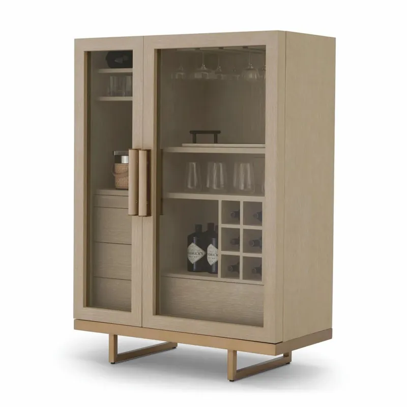Casa Padrino luxury bar cabinet beige / brass H. 150 cm - Bar furniture Markenprodukt
