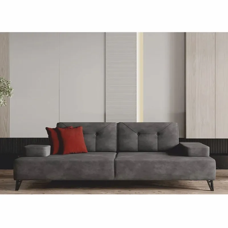 Preisknaller Casa Padrino luxury 3-seater sofa with adjustable armrests and backrests gray 226 cm - Living room furniture