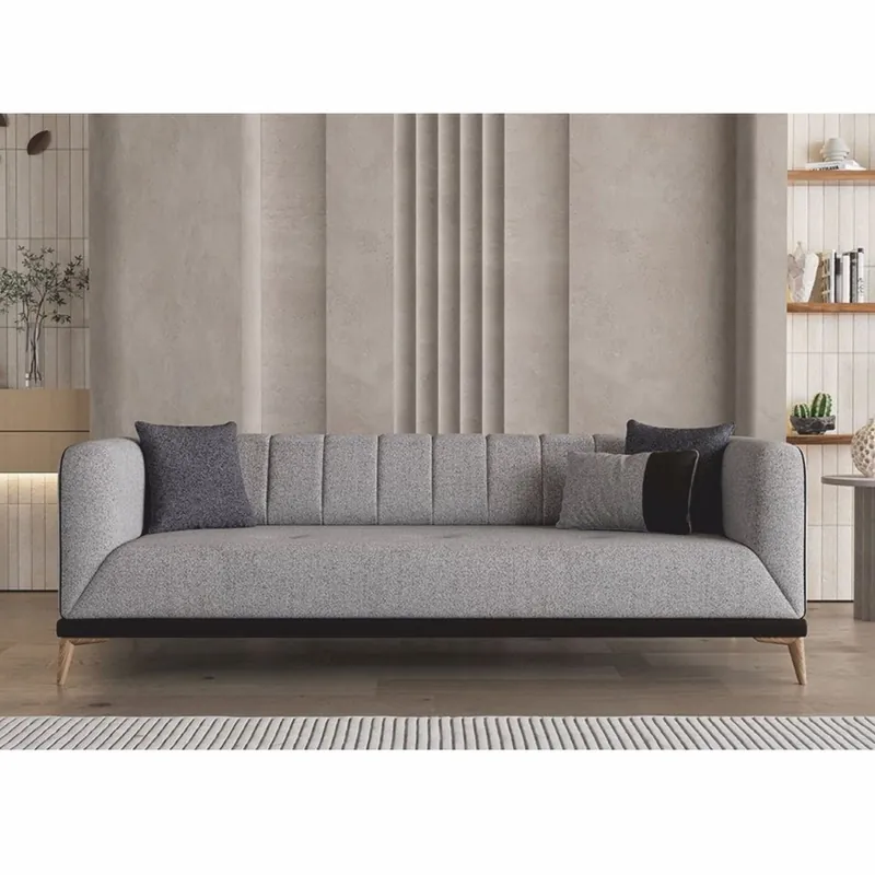 Casa Padrino luxury sofa bed with adjustable backrest gray / black / natural 229 cm Neue Kollektion