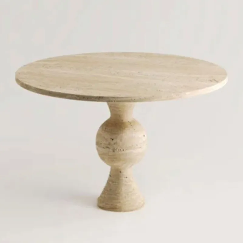Casa Padrino luxury dining table beige Ø 115 cm - Round travertine kitchen table Wochenendangebot