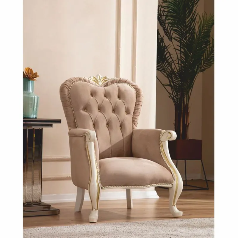 Solange Der Vorrat Reicht Casa Padrino luxury baroque living room armchair light brown / white / gold - Baroque style furniture