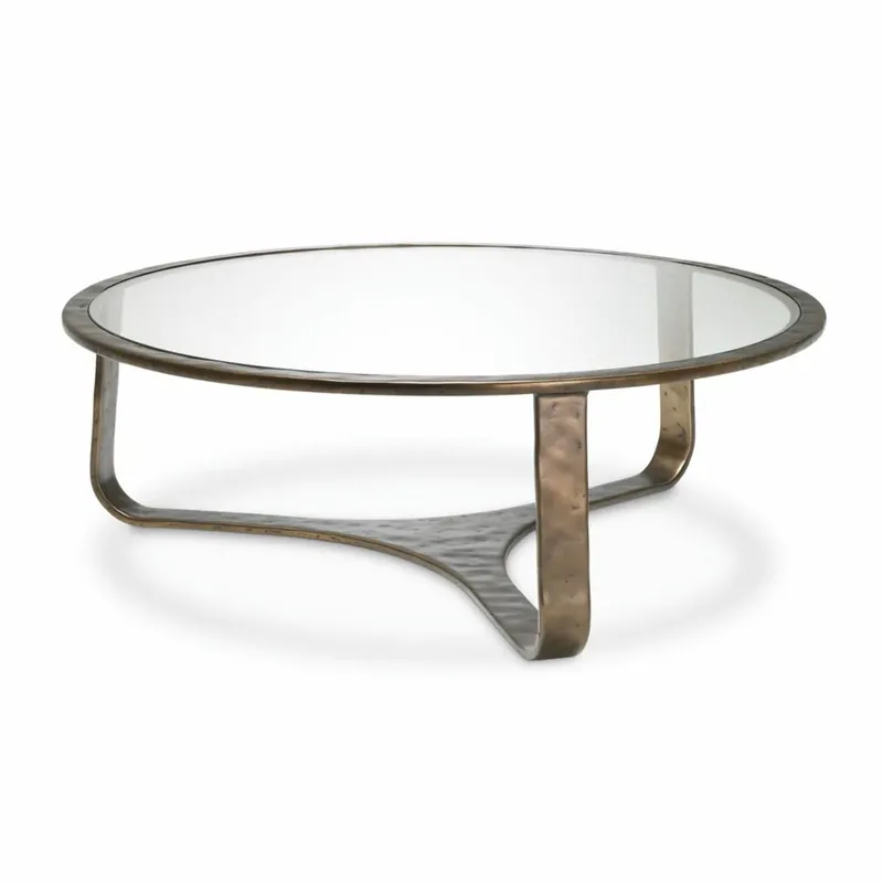 Preisknaller Casa Padrino luxury aluminum coffee table with glass top bronze Ø 102 cm - Living room furniture