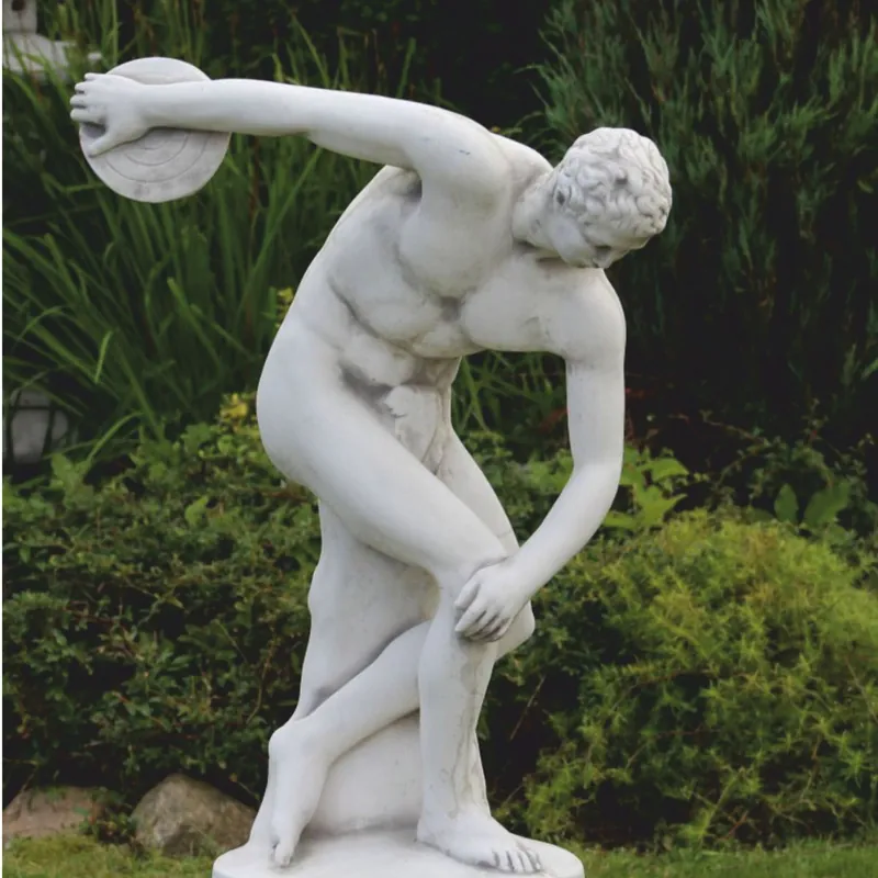 Aktuell Casa Padrino Art Nouveau garden decoration sculpture discus thrower white / gray H. 93 cm