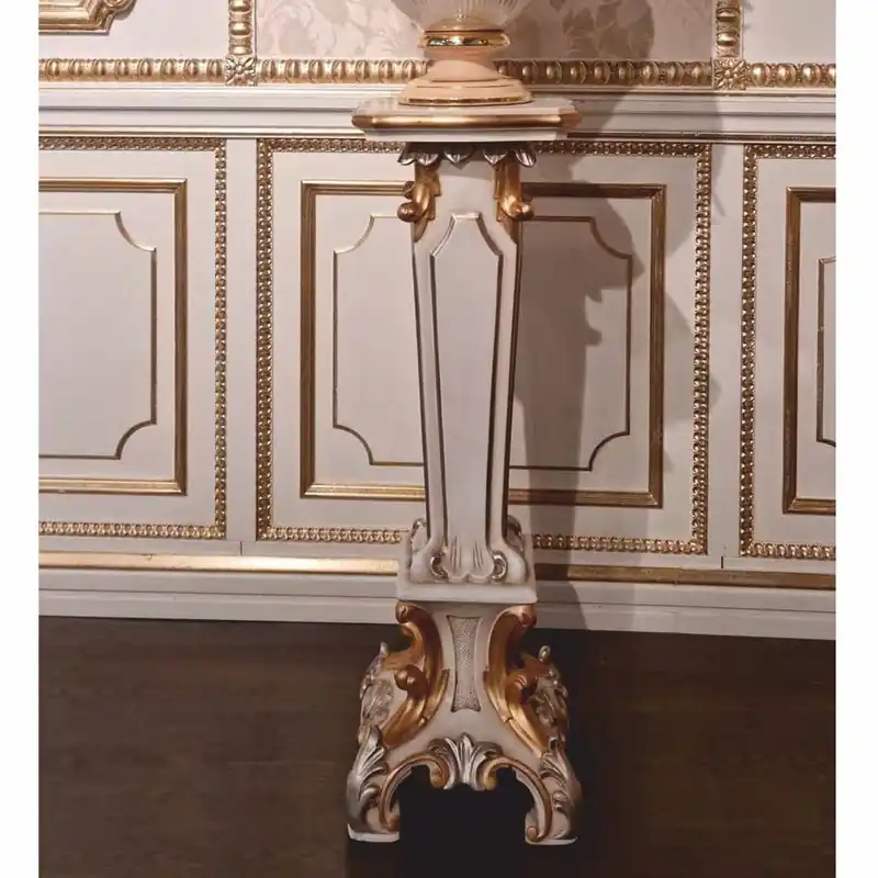 Casa Padrino Luxury Baroque Column White / Gold / Silver H. 87 cm - Baroque Furniture - Made in Italy Jetzt Bestellen