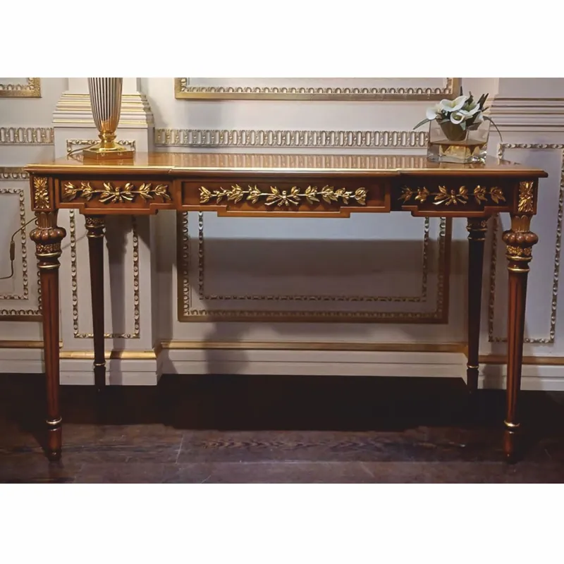 Expressversand Casa Padrino luxury baroque solid wood console brown / gold 130 cm - Baroque Furniture - Made in Italy
