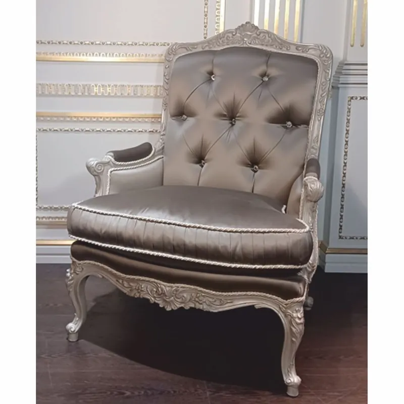 Casa Padrino luxury baroque living room armchair with rhinestones gray - Made in Italy Neuheit