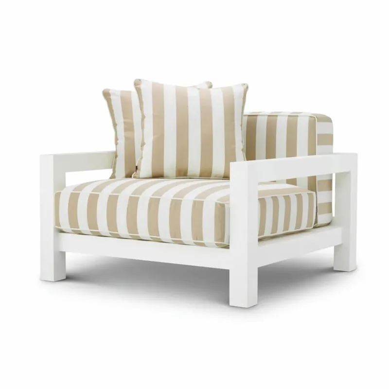 Casa Padrino luxury outdoor garden armchair matt white / beige 101 cm - Luxury garden furniture Begrenztes Angebot