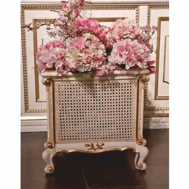 Casa Padrino luxury baroque flower pot white / beige / gold H. 45 cm - Made in Italy Top-Preis