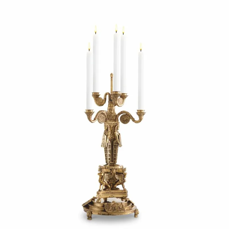 Casa Padrino luxury baroque candle holder in egyptian style antique brass H. 52.5 cm Preisknaller