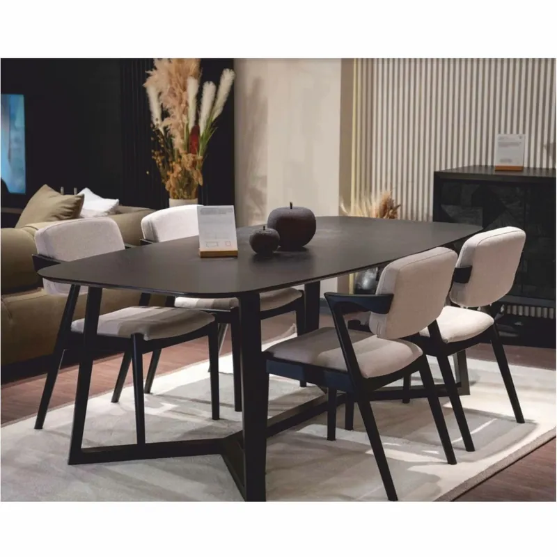 Super-Preis Casa Padrino luxury dining room set black / white - 1 Dining table and 6 dining room chairs with armrests