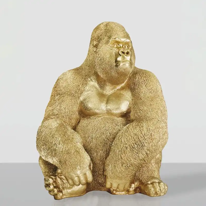 Casa Padrino decorative sculpture gorilla monkey gold H. 75 cm - Decorative figure Must-Have
