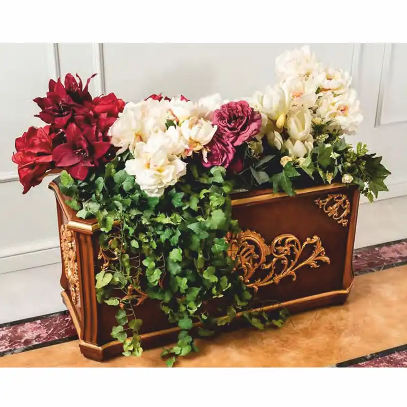 Casa Padrino luxury baroque flower pot brown / gold 125 cm - Made in Italy Wochenendangebot