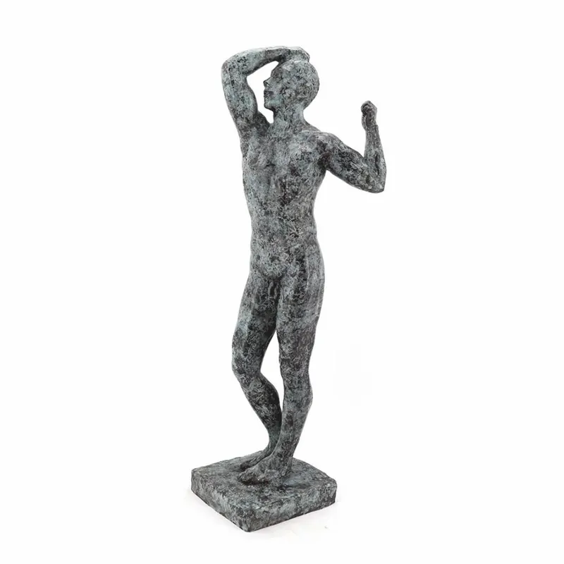 Garantierte Lieferung Casa Padrino decorative bronze sculpture man turquoise / black H. 90 cm - Large decorative figure