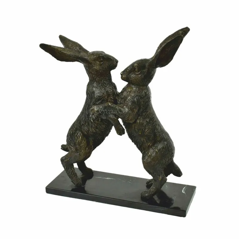 Schneller Versand Casa Padrino luxury decorative bronze sculpture rabbits H. 50 cm - Decorative accessories