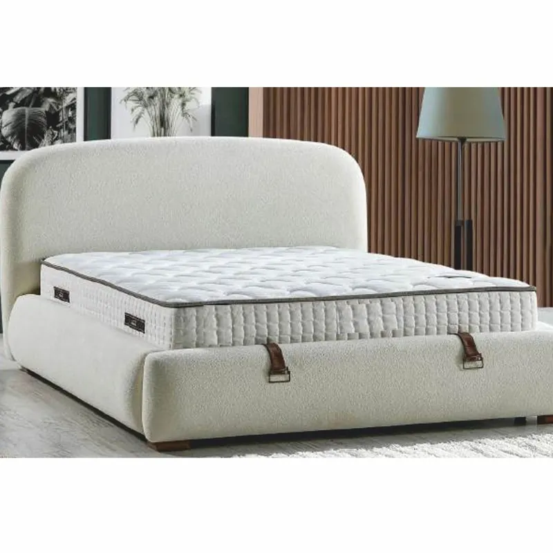 Casa Padrino Luxury Double Bed with Mattress Cream / Brown - Various Sizes Sofort Bestellen