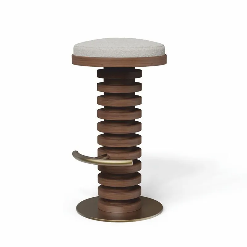 Begrenztes Angebot Casa Padrino luxury solid wood bar stool brown / cream / brass H. 75 cm - Premium quality