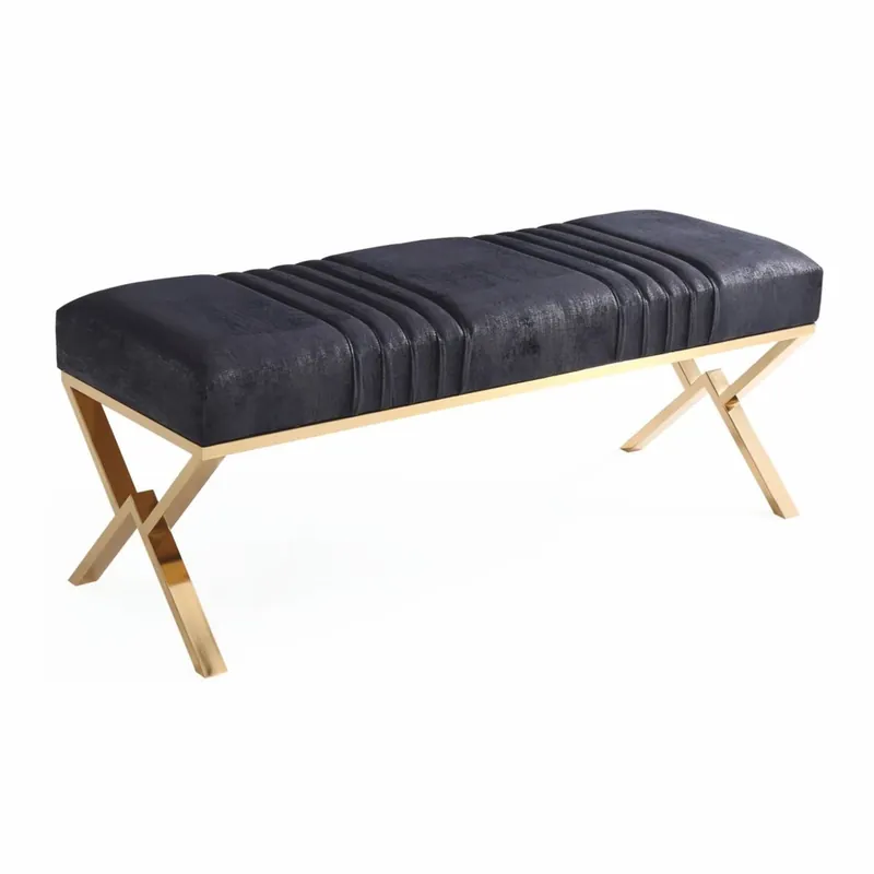 Casa Padrino luxury bench dark blue / gold 120 cm - Luxury furniture Kracherpreis
