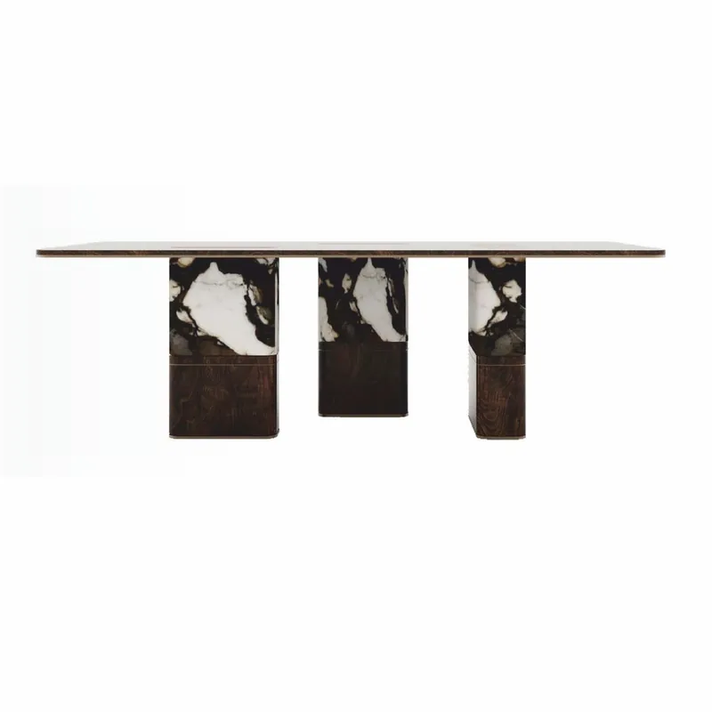 Casa Padrino luxury dining table dark brown / black / white / brass 240 cm - Dining room furniture Aktuell
