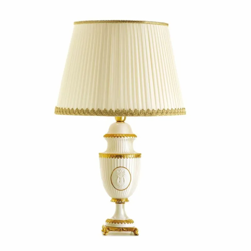 Solange Der Vorrat Reicht Casa Padrino luxury baroque porcelain table lamp white / gold / ivory H. 78 cm - Made in Italy