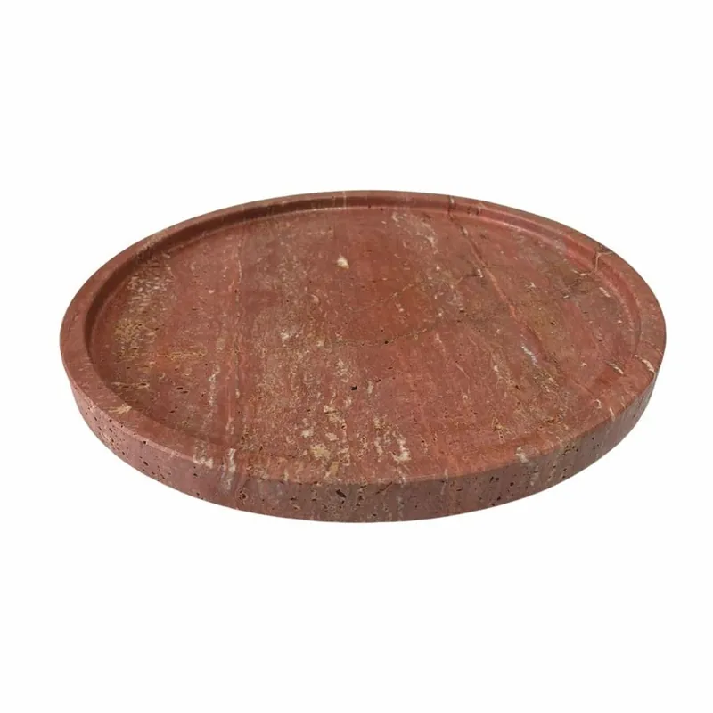Schneller Versand Casa Padrino luxury travertine serving tray red Ø 40.5 cm - Gastronomy accessories