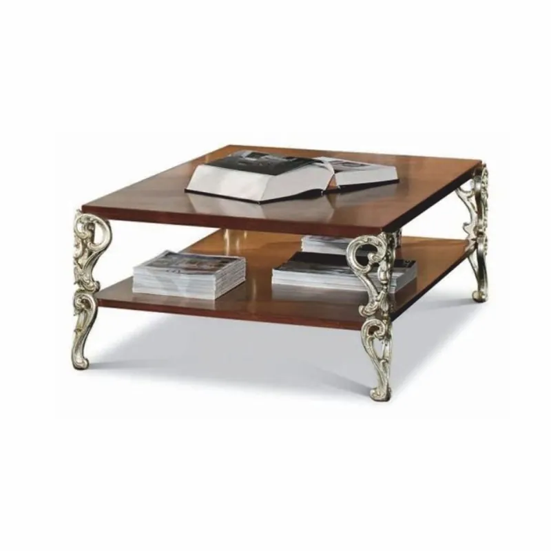 Casa Padrino luxury baroque coffee table brown / silver 123 cm - Made in Italy Neu Im Sortiment
