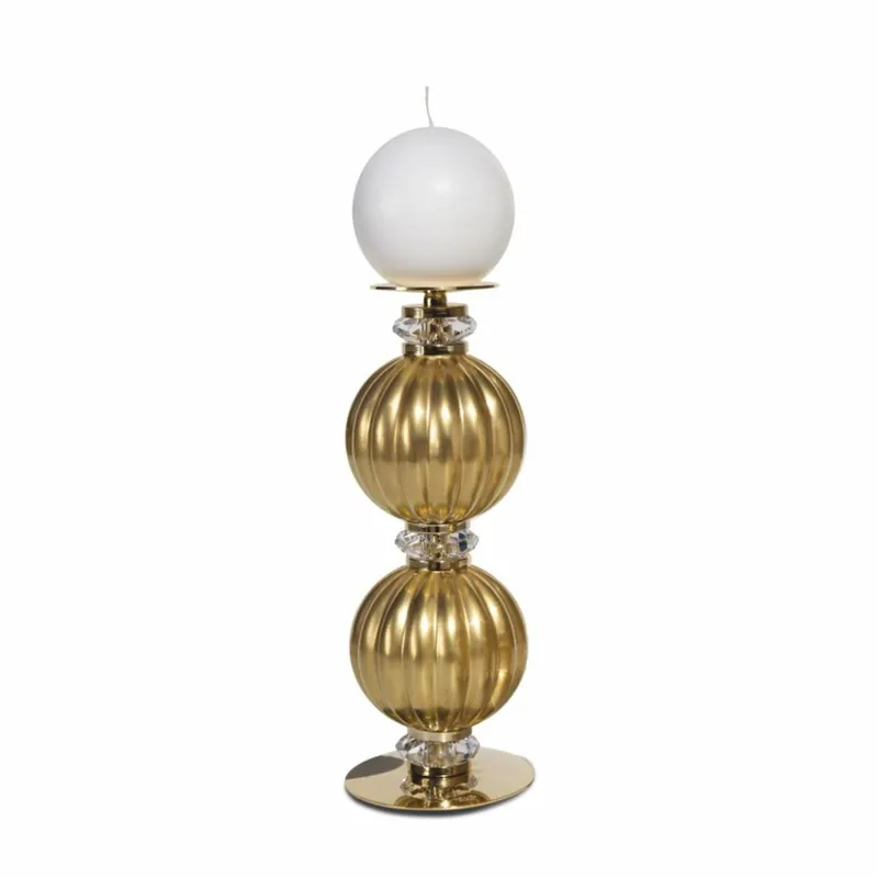 Casa Padrino Luxury Porcelain Crystal Candle Holder Gold H. 30 cm - Made in Italy Markenware