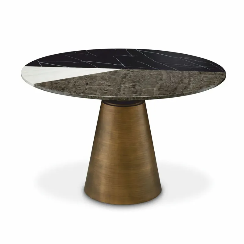 Abverkauf Casa Padrino luxury dining table with faux marble table top Ø 120 cm - Dining room furniture