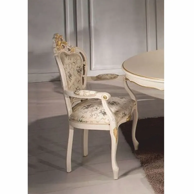 Casa Padrino Luxury Baroque Dining Room Chair with Armrests Colorful / Ivory / Gold - Made in Italy Online Kaufen