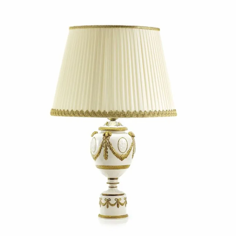 Casa Padrino luxury baroque porcelain table lamp white / gold / ivory H. 58 cm - Made in Italy Super-Preis