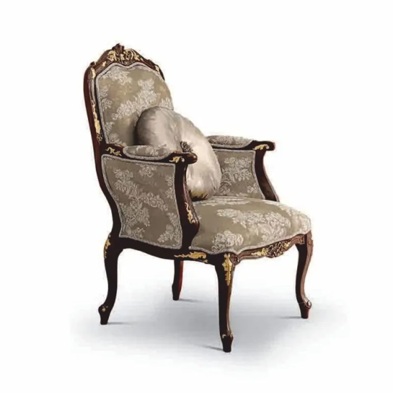Highlight Casa Padrino luxury baroque armchair gray / dark brown / gold - Made in Italy