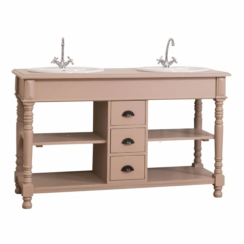 Casa Padrino country style double vanity unit with 2 washbasins light brown 150 cm Aktuell